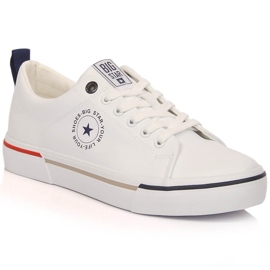 Herrsneakers i ekologiskt läder vitt Big Star LL174209