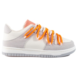 Shelovet sneakers med orange snörning vit