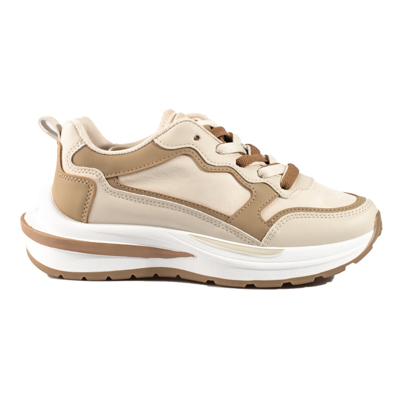 Shelovet beige sneakers med snörning för kvinnor