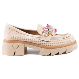 Seastar Dam loafers Shelovet mocka med kristaller beige