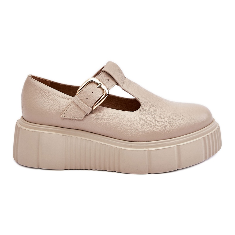 Lemar Fashionabla läderskor på en massiv plattform beige Colson