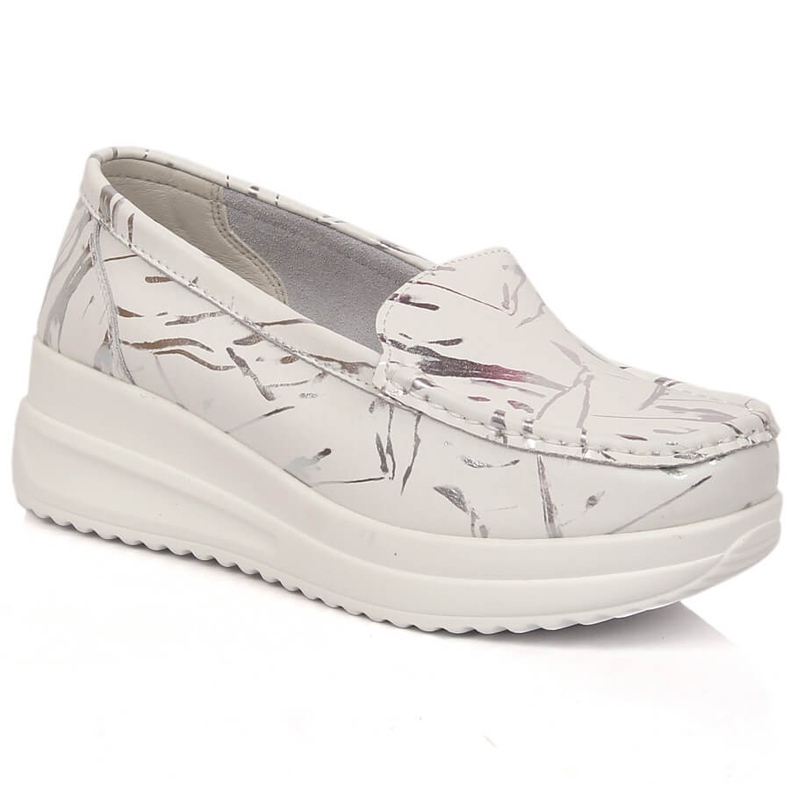 Dam läder loafers på plattformen vit Artiker 50C1886