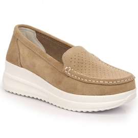 Loafers i mocka i läder för kvinnor på den beige plattformen Artiker 52C1759