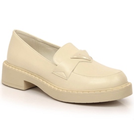 Potocki SZ12002 loafers med höga klackar och plattform beige
