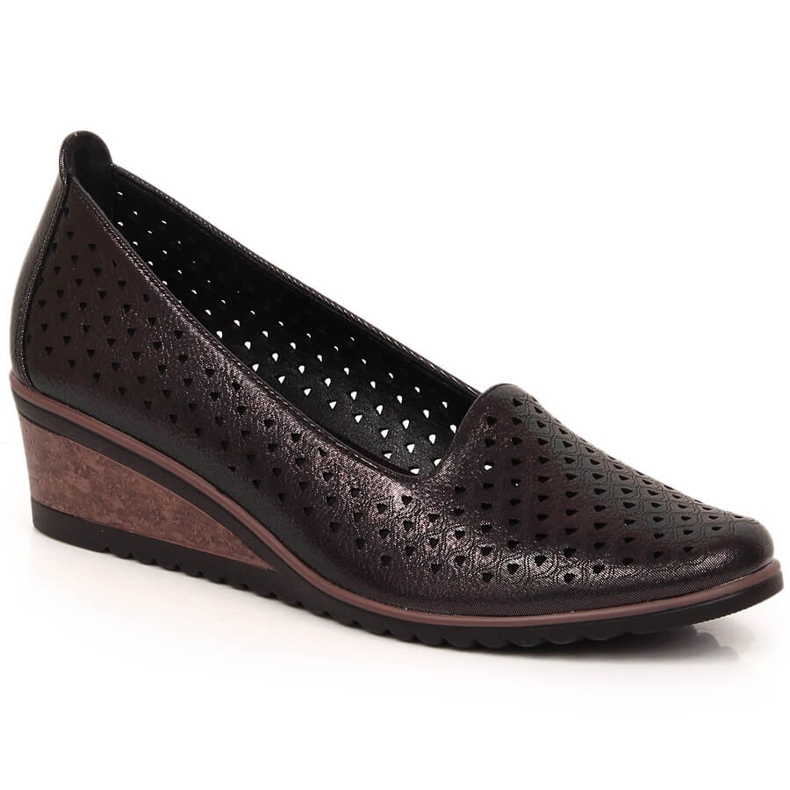 Glänsande svarta genombrutna kilskor för kvinnor Potocki SZ12018