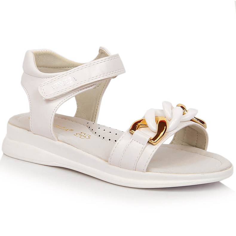 Flicksandaler med kardborrekedja vit Vinceza 36127