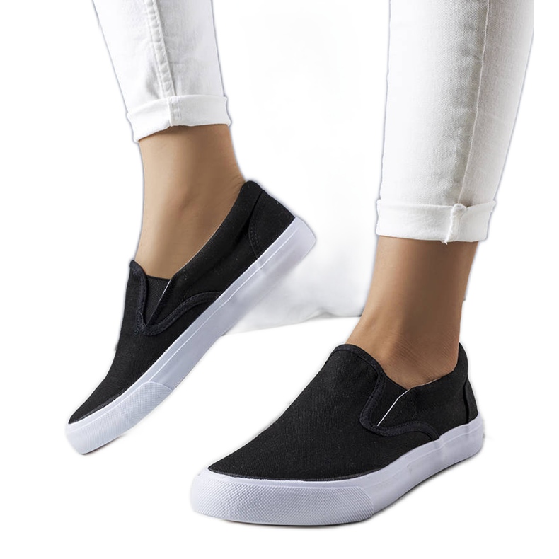 BM Svarta slip-on sneakers i textil från Candace