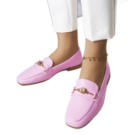 Rosa loafers med gulddekor från Mercier