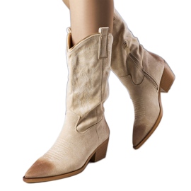 PA1 Beige cowboystövlar i fuskmocka från Routhier