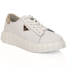 Kvinnors läderskor på plattformen vita Filippo DP4138/23