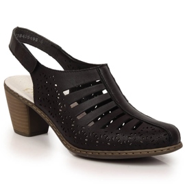 Skinnbekväma högklackade damsandaler Rieker 40959-00 svart