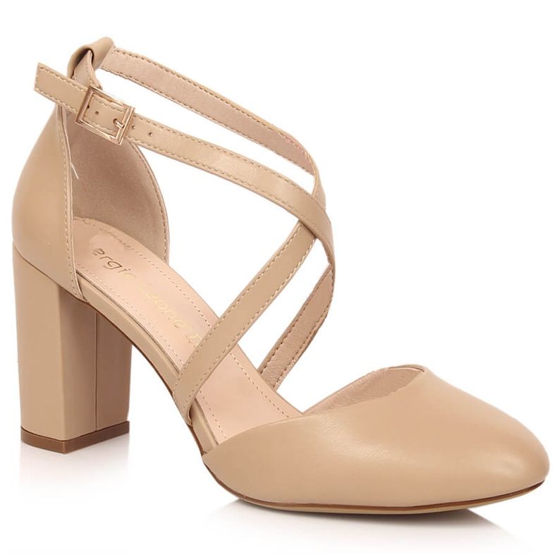 Sergio Leone SK863 högklackade kaffesandaler för kvinnor beige