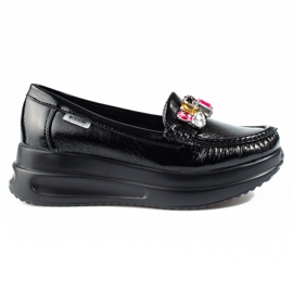 Goodin Patentmockasiner på en tjock plattform med Shelovet-kristaller svart