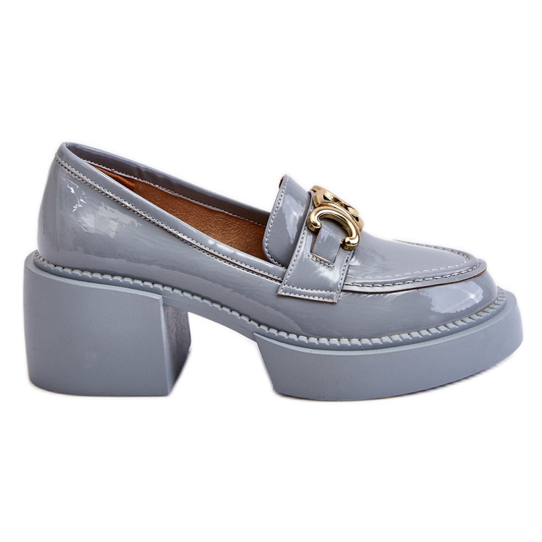 S.Barski Fashionabla pumps med tjocka klackar Ljusblå Imani