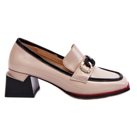 S.Barski Bekväma lågklackade pumps Beige Valenti svart