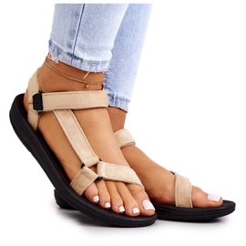 Sportsandaler i mocka för kvinnor Beige