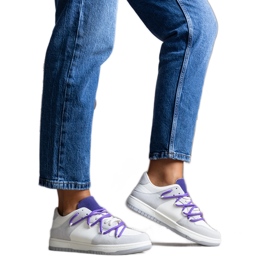 Aucoin grå sneakers med lila snören vit