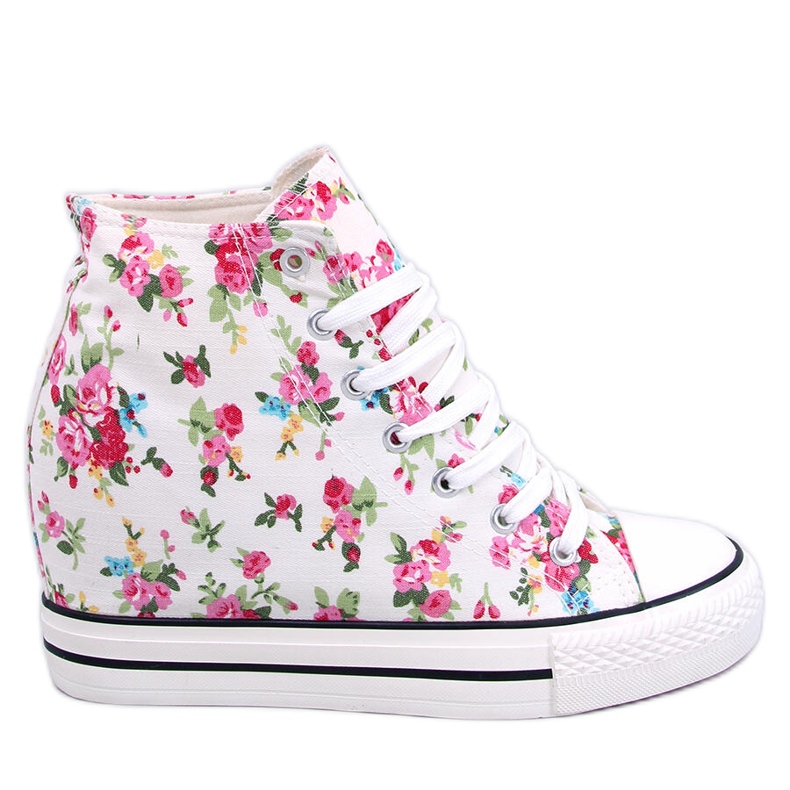 BM Paradis White blommiga wedge high-top sneakers vit