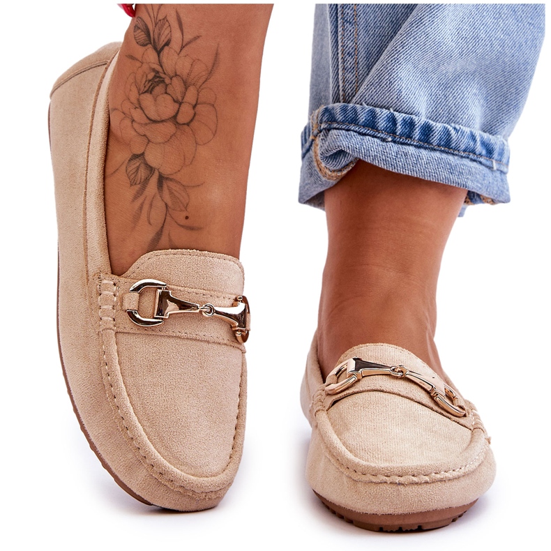 FC3 Klassiska mocka loafers med beige Arla utsmyckningar