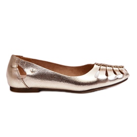 Lemar Bekväma läderballerinor för kvinnor Golden Luka gyllene