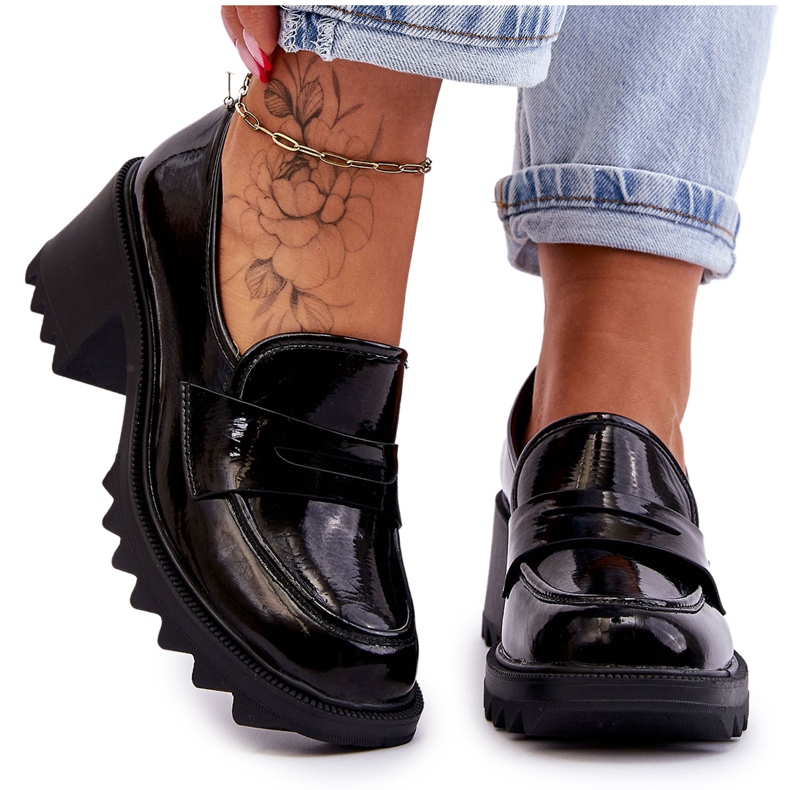 S.Barski Black Jay Patent Heels Loafers Pumps svart