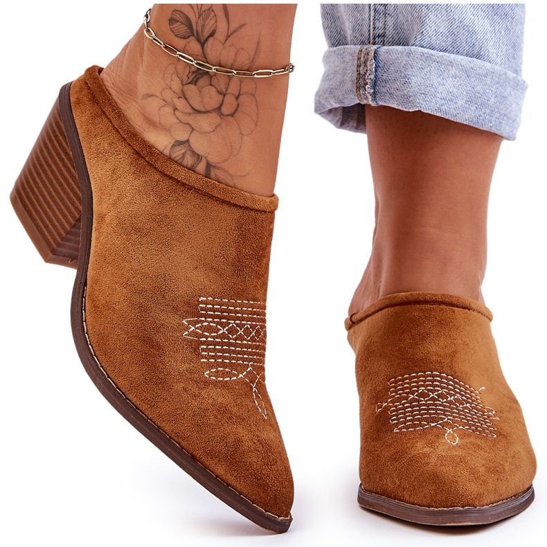 BM Kamel Romina Cowboytofflor i mocka dam brun