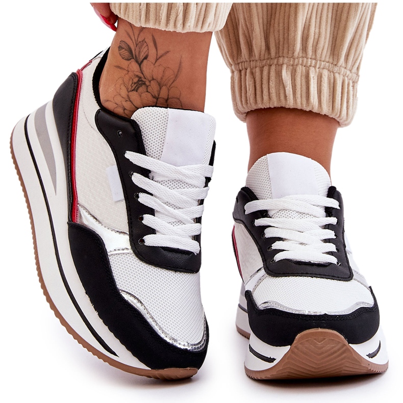 BM Sneakers med wedge och plattform för kvinnor Vita och svarta Allen