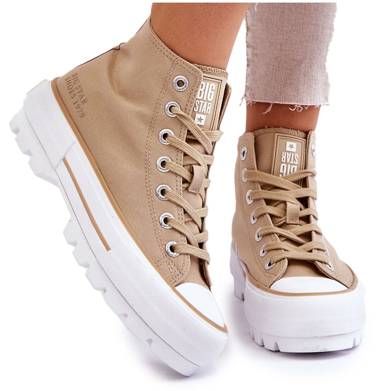 High Textile Platform Sneakers Big Star LL274160 Beige