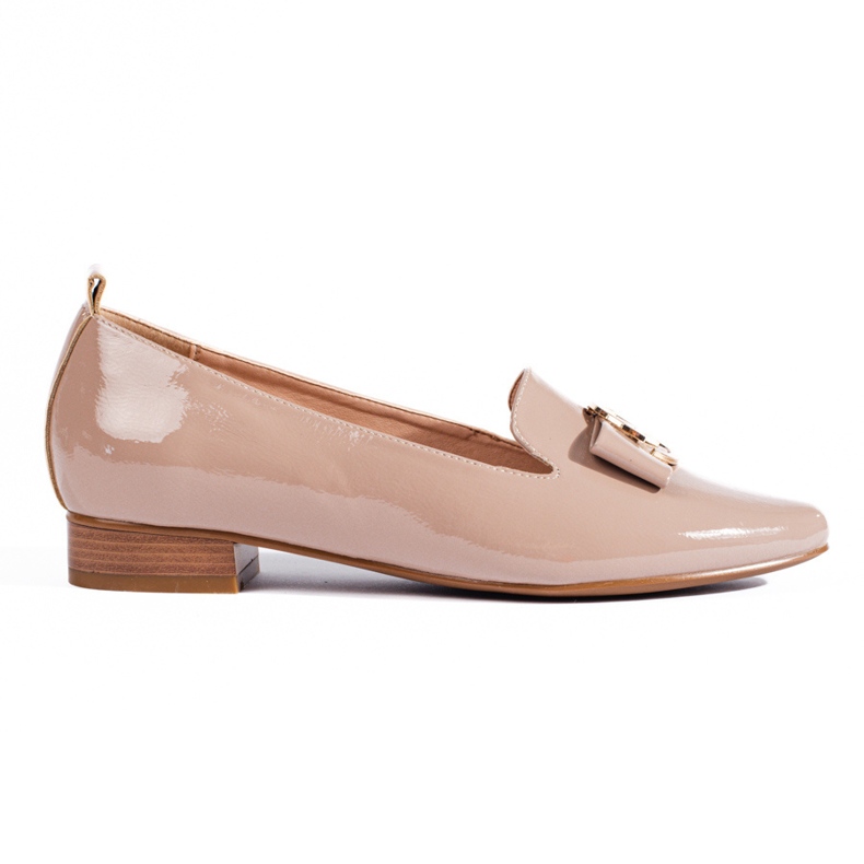 Vinceza Eleganta lackade lågklackade loafers från Vnceza beige