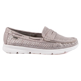 Shelovet loafers i grå mocka för kvinnor