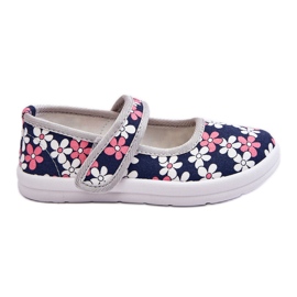 Barnballerinor i marinblågråa blommor Noah