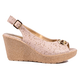 Shelovet kilsandaler i mocka för kvinnor beige