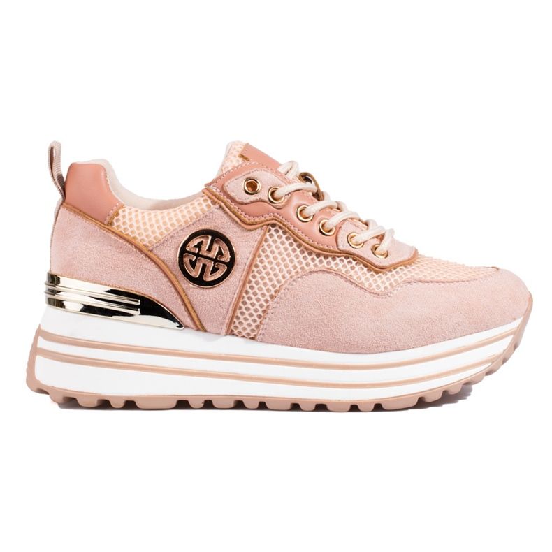 W. Potocki Sneakers med snörning för kvinnor Potocki puder rosa