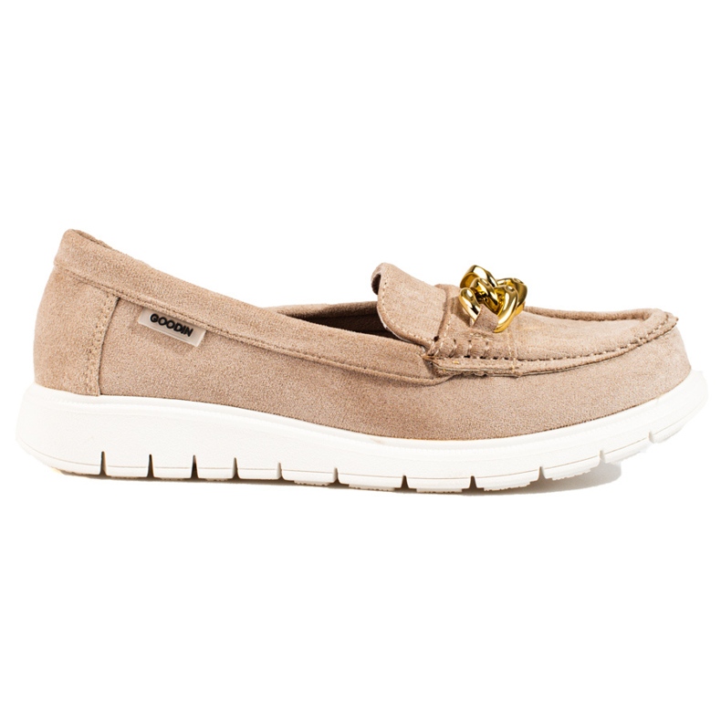Bekväma dam loafers på Shelovet beige plattform