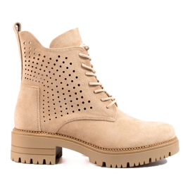 W. Potocki Genombrutna arbetsstövlar i mocka Potocki beige