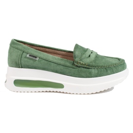 Shelovet gröna loafers för kvinnor med tjocka sulor