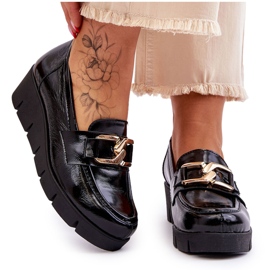 Lemar Svarta Felicita Patent Wedge Loafers