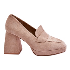 Vinceza Mocka Pumps På En Chunky Häl Och Plattform Beige Adriel