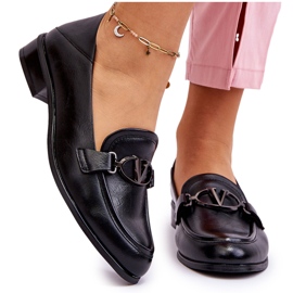 Vinceza Svart Marra Leather Flat Heel Loafers