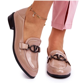 Vinceza Patentbeige Marra Loafers med platt klack