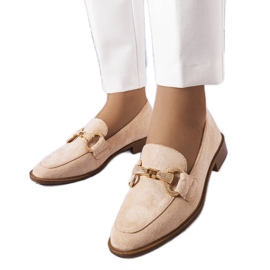 Beige loafers med gulddekor från Fluet