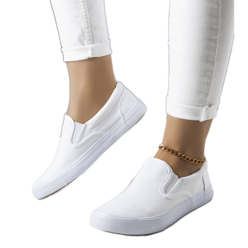 Candace slip-on sneakers i vitt tyg