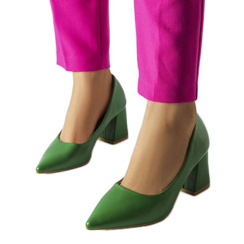 BM Fanchon gröna högklackade pumps