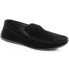 News Nyheter 4873 slip-on loafers i genombruten svart mocka för män