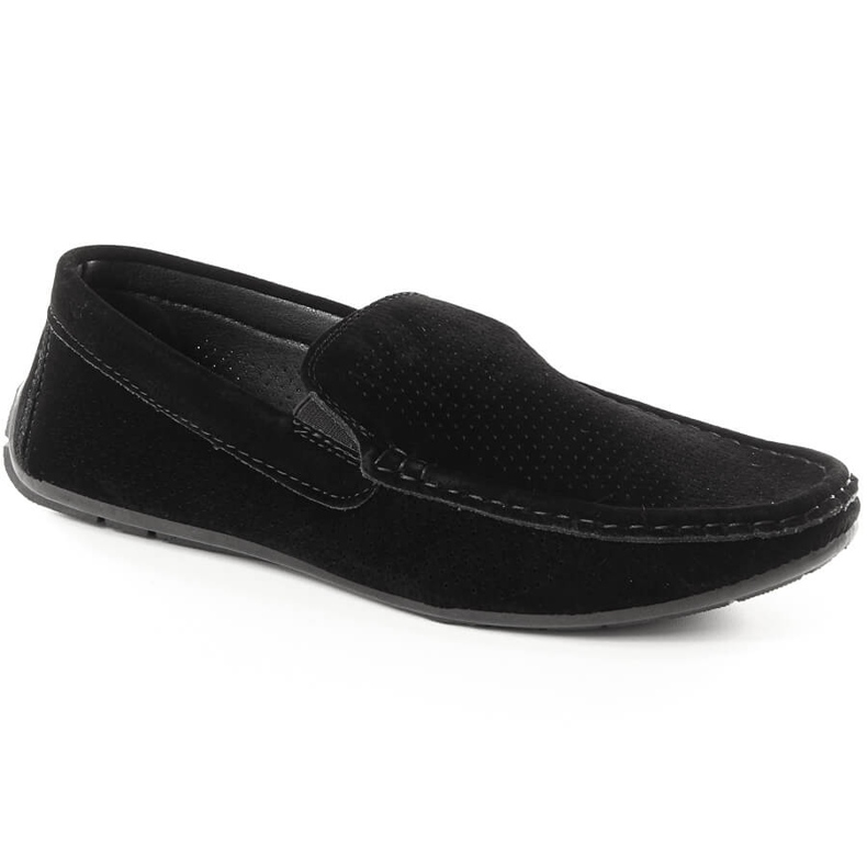 News Nyheter 4873 slip-on loafers i genombruten svart mocka för män