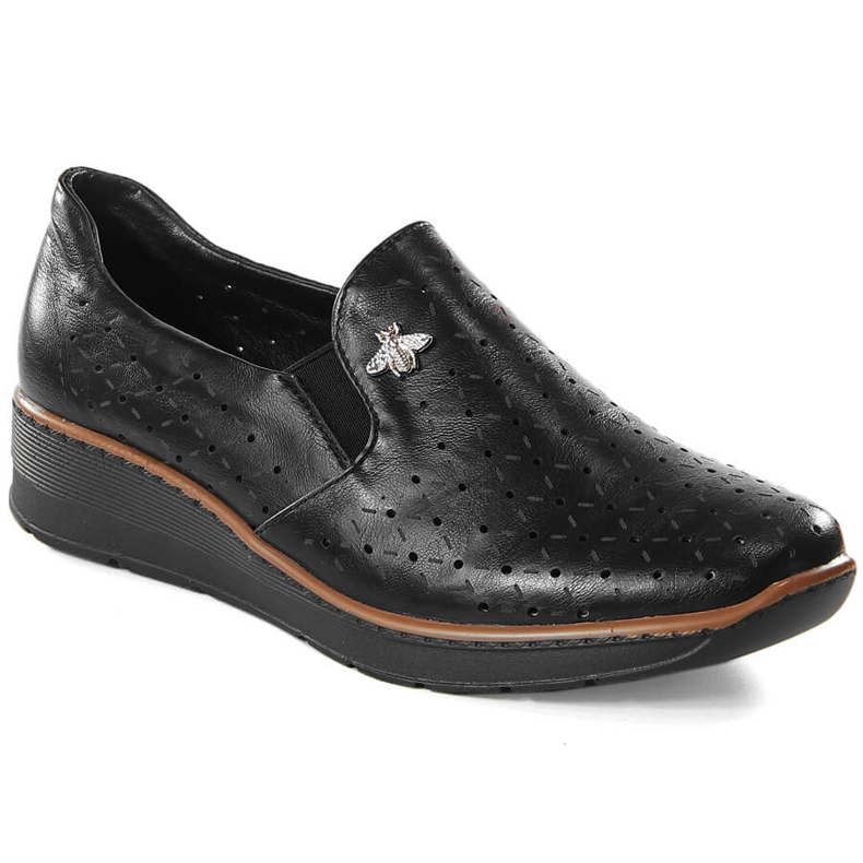 Svarta genombrutna kilskor för kvinnor Jezzi MR1840-12