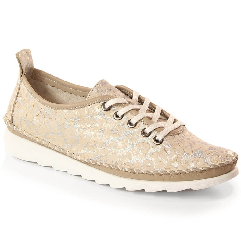 Läder lätta damsportskor beige Artiker 52C0691