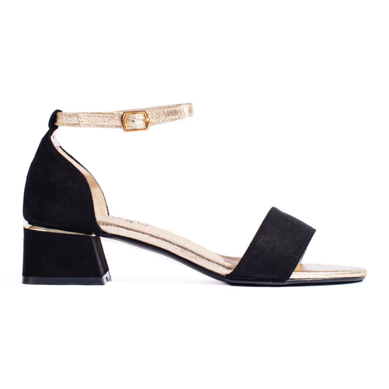 Shelovet svarta sandaler med låg klack för kvinnor