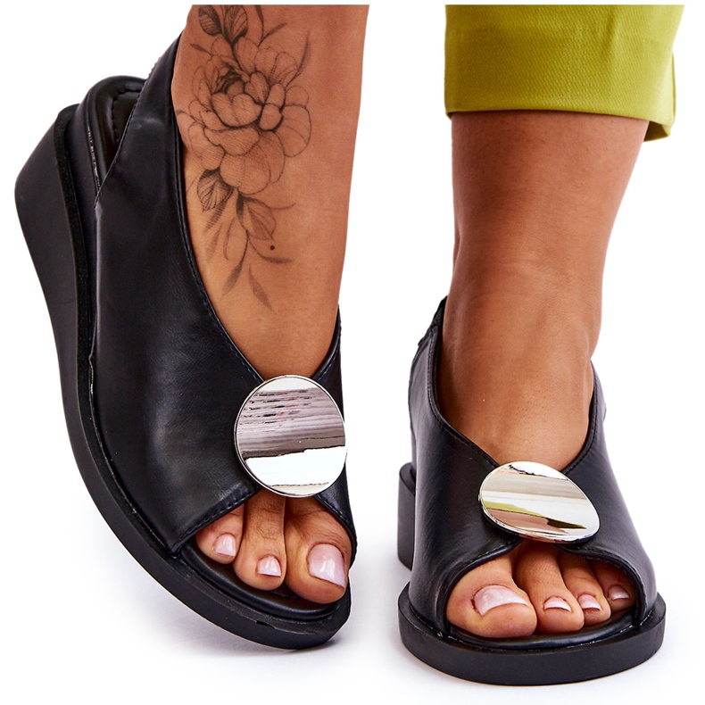 Vinceza Kvinnorsandaler i läder Svart Justice