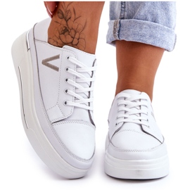 Vinceza Läderplattform Sportskor för kvinnor Vita Saul